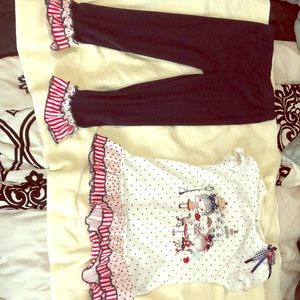 Red white and blue shirt and Capri outfit